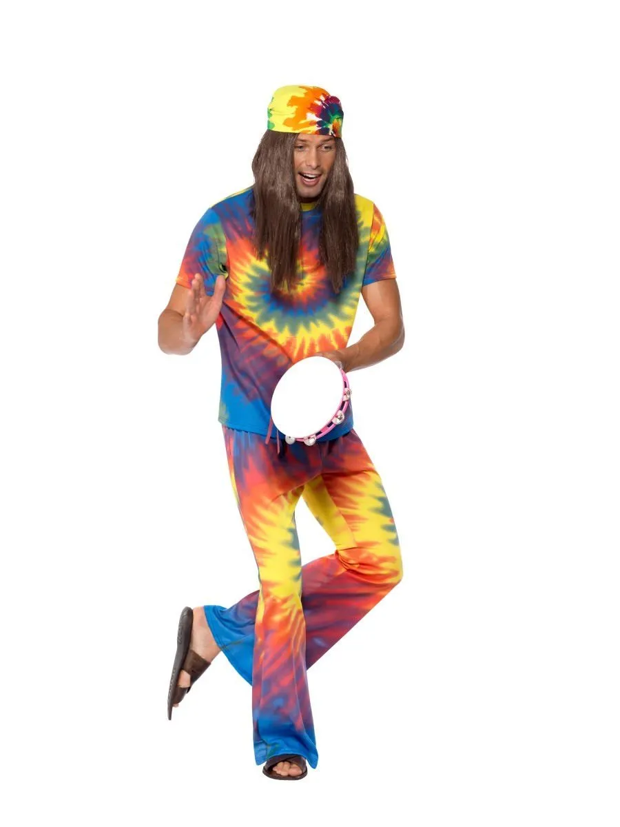 1960s Tie Dye Top and Flared Trousers Adult Rainbow