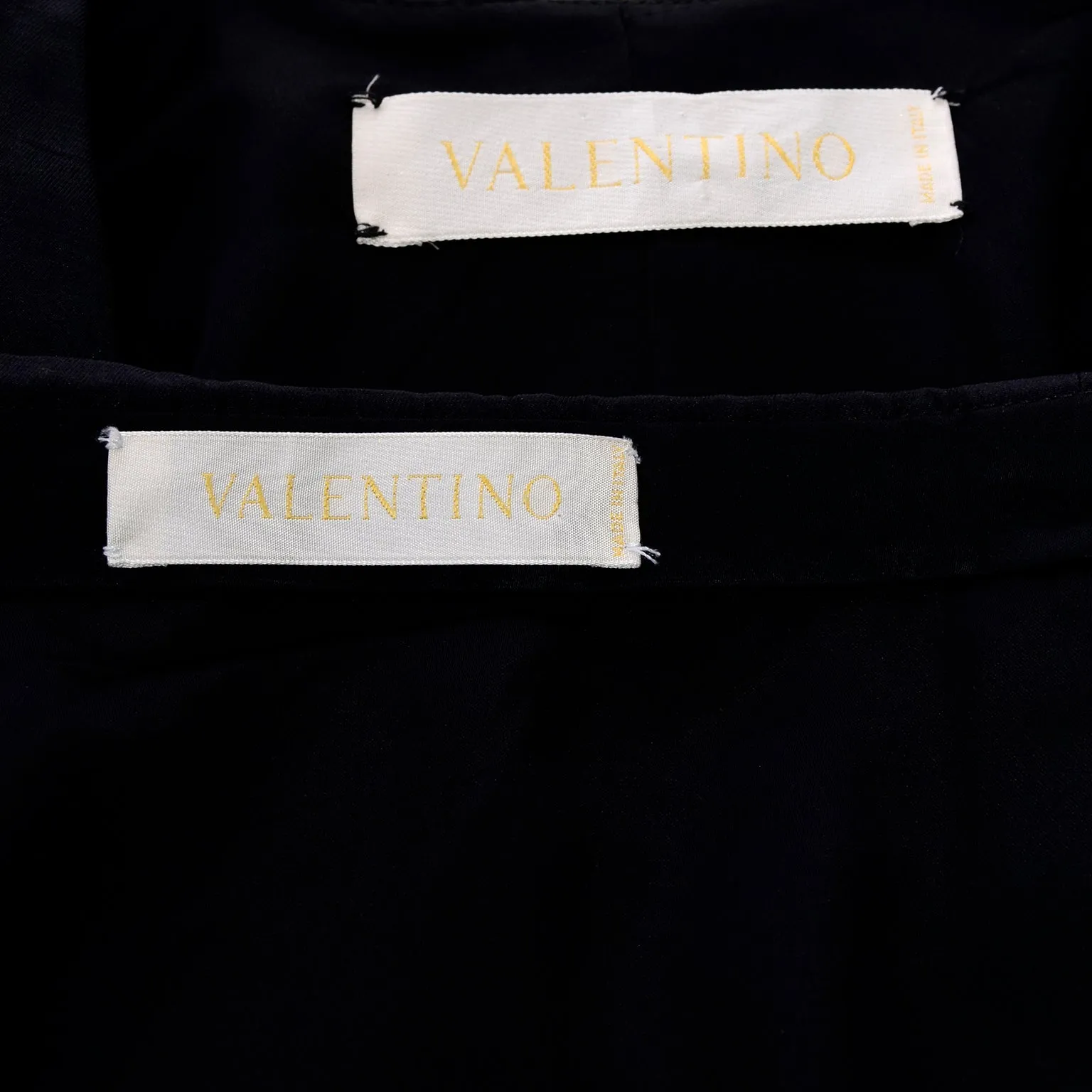 2006 Valentino Black Silk Skirt Suit w/ Beaded Tassels & Pleated Shoulders