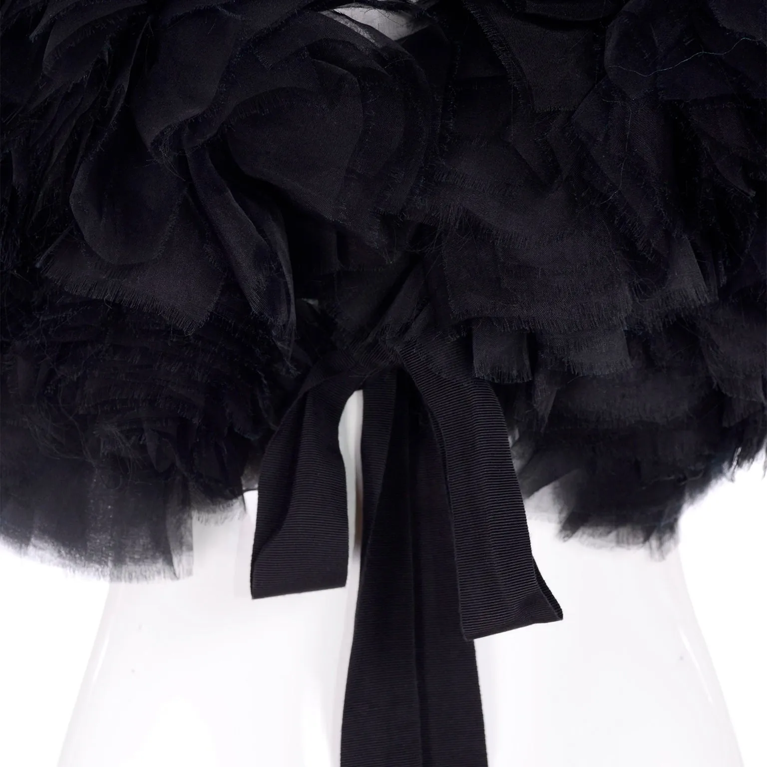 2009 Stella McCartney Black Ruffled Silk Organza Evening Wrap or Stole