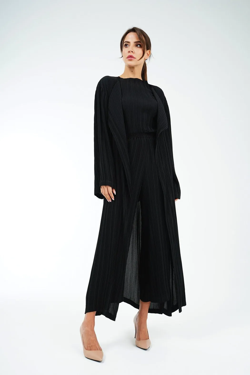 Abaya Long Pleated Cardigan With Shayla