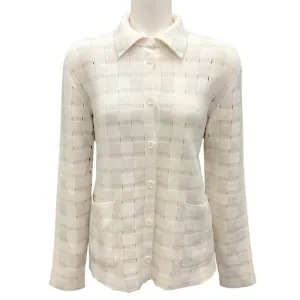 Akris Ivory Cashmere Knit Cardigan Sweater