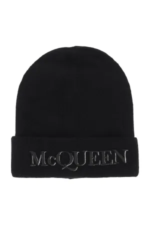 Alexander mcqueen cashmere beanie with logo embroidery