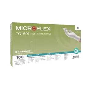 Ansell Microflex Soft White Powder-Free Nitrile Exam Gloves Glove Exam Nitrile Sft Wht Pflg 100/Bx 10Bx/Cs