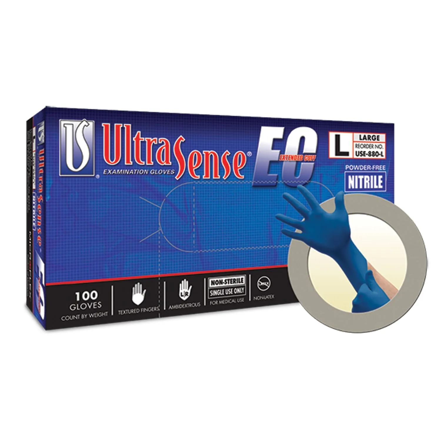 Ansell Microflex Ultrasense Ec Powder-Free Nitrile Exam Gloves Glove Exam Nitrile Ultrasenseextcuff Pf Xsm 100/Bx 10Bx/Cs