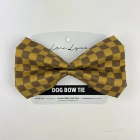 Apple Crisp - Bronze Check dog bow tie