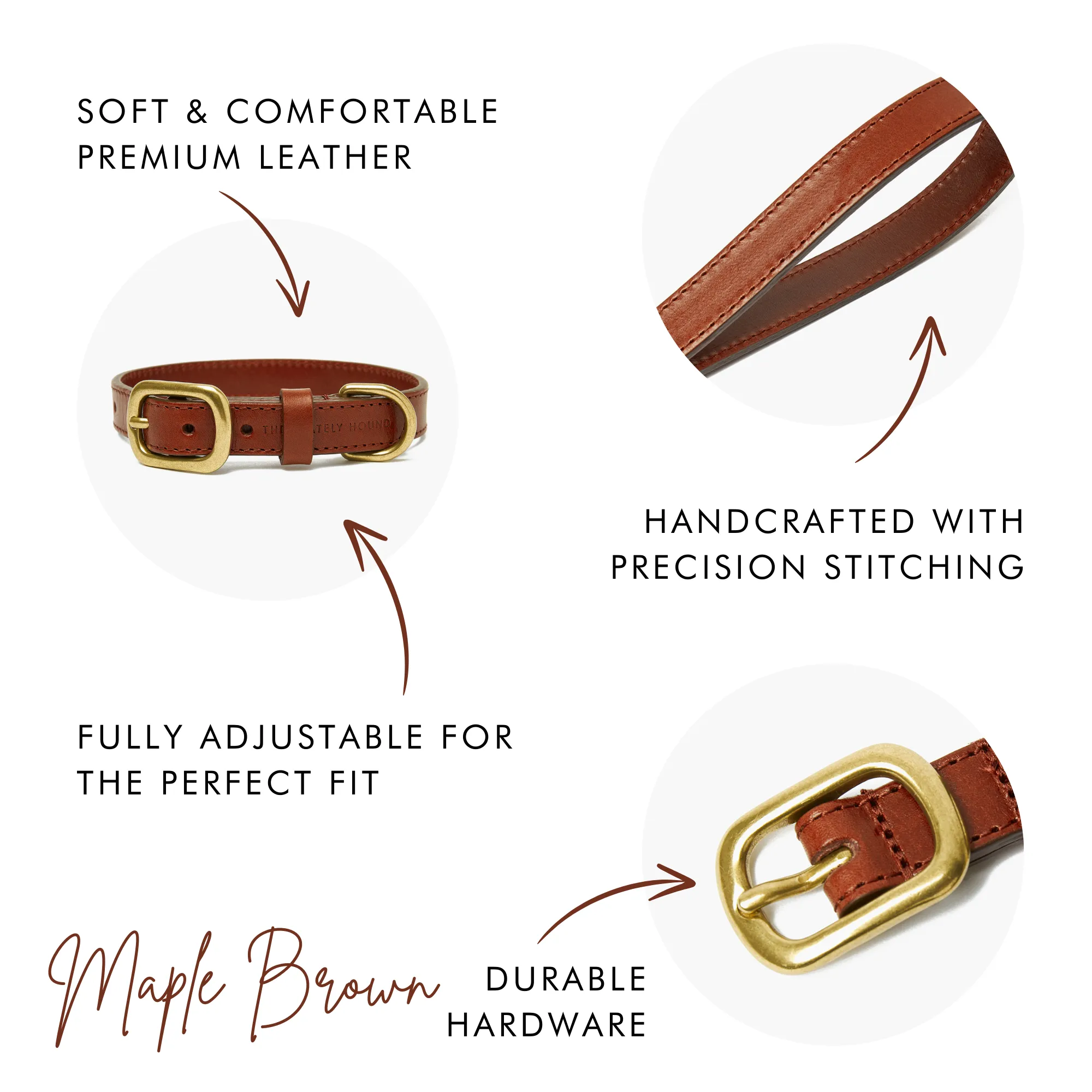 Autumn Maple Brown Leather Dog Collar – Premium Quality