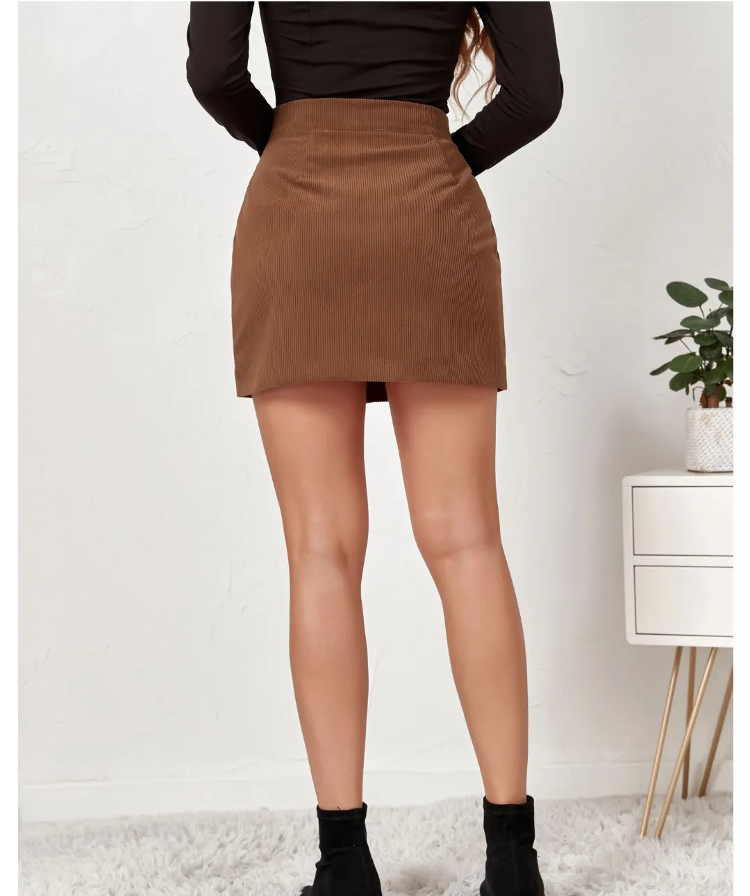 Autumn Winter Corduroy Hip Skirt Single Breasted Slim Fit Solid Skirt Women Clothing