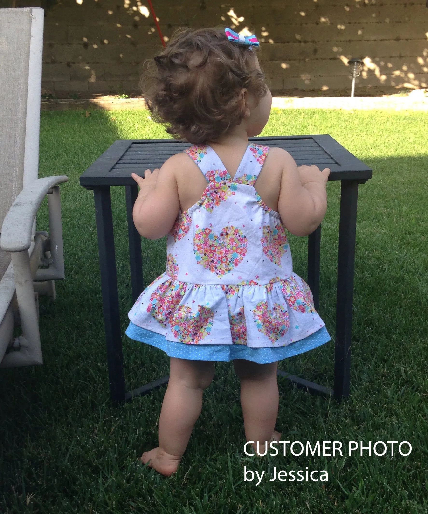 Baby & toddler girls romper pdf sewing pattern TINKERBELLE ROMPER  sizes 3 months to 3 years.