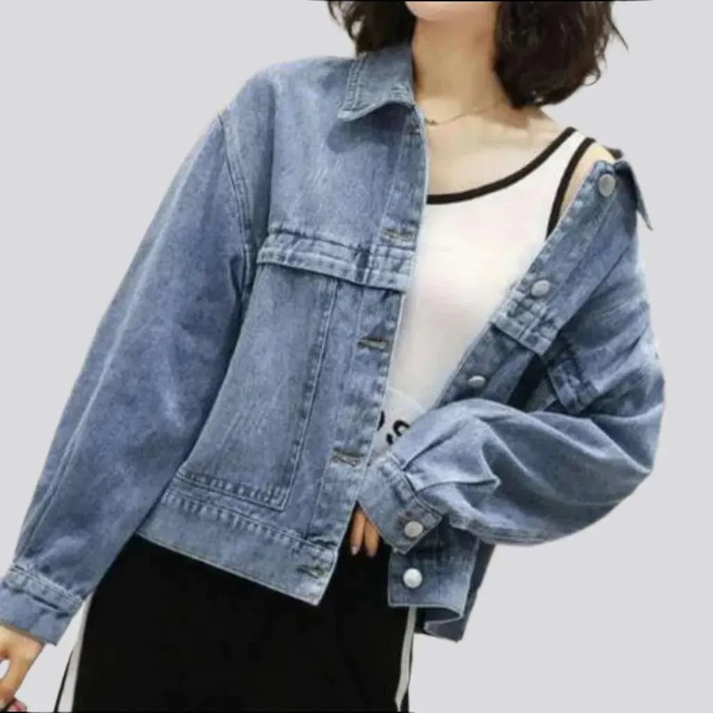 Back embroidery women's denim jacket