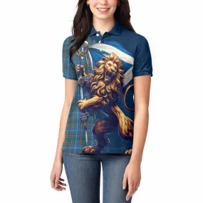 Bain Tartan Family Crest Women's Polo Shirt with Scottish Majestic Lion