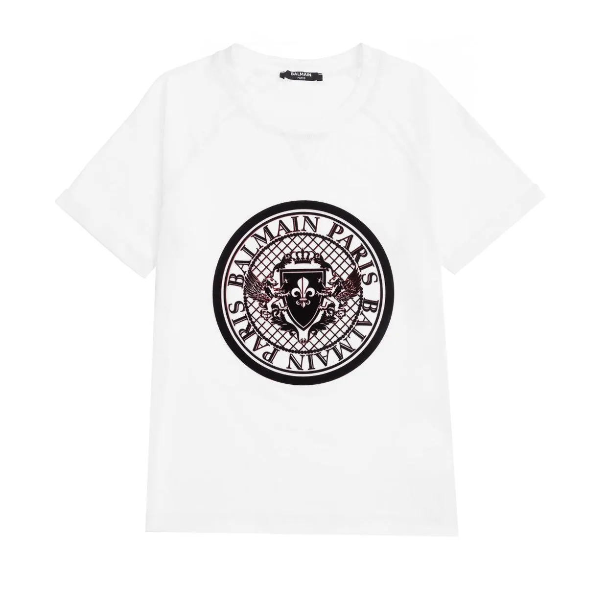 Balmain Kids White Textured Logo T-shirt