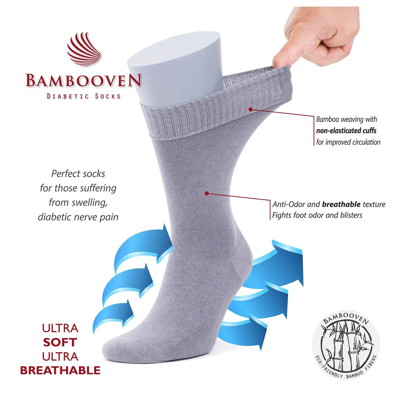 Bambooven Men’s Diabetic Dress & Trouser Socks – (6 Pack)