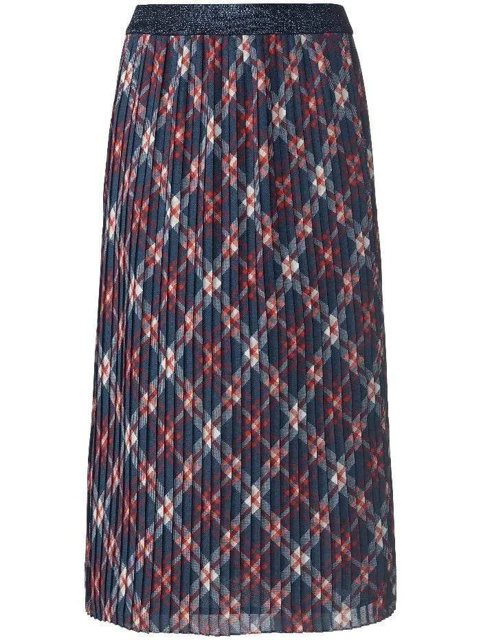 Basler S Navy Red and Beige Tartan Pleated Skirt 1211100201 28068 2001