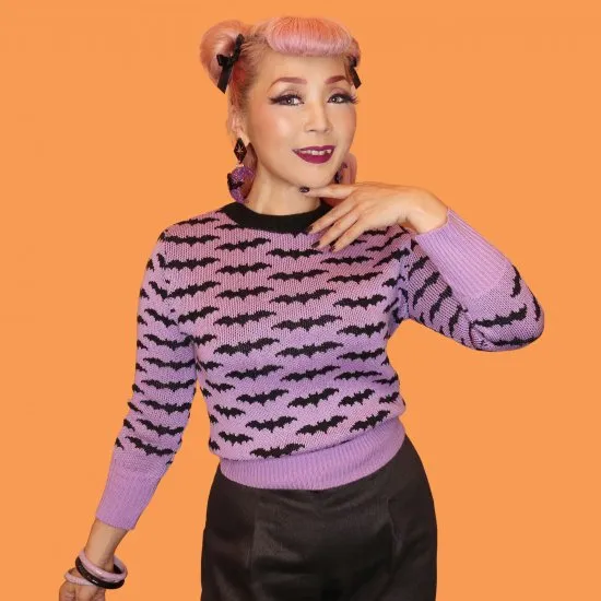 Bat Night Sweater in Purple