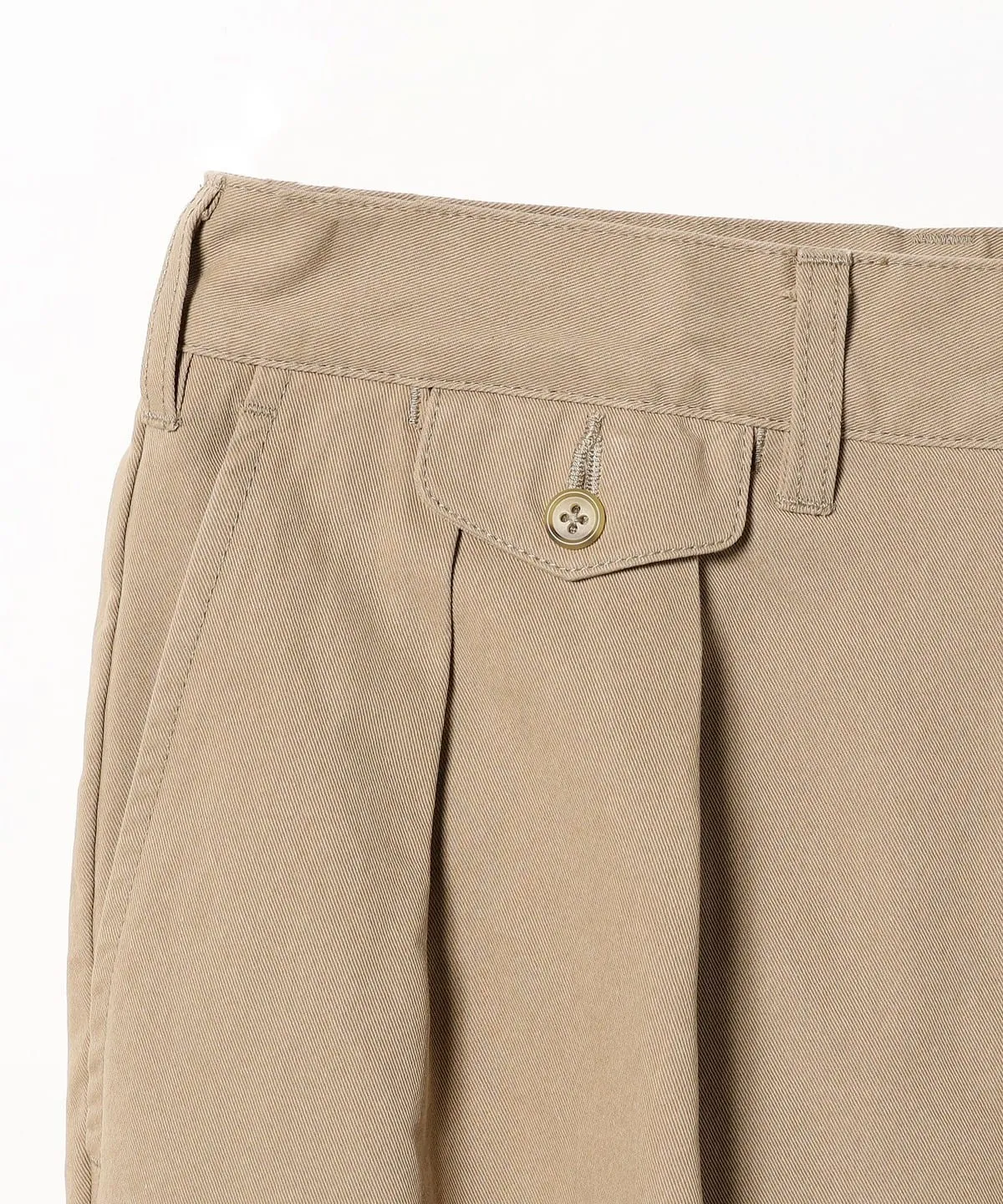 Beams Plus | 2Pleats Twill Trousers | Khaki