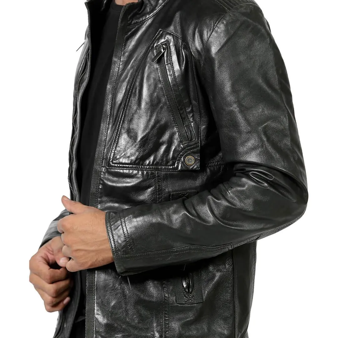 Black Leather Moto Jacket