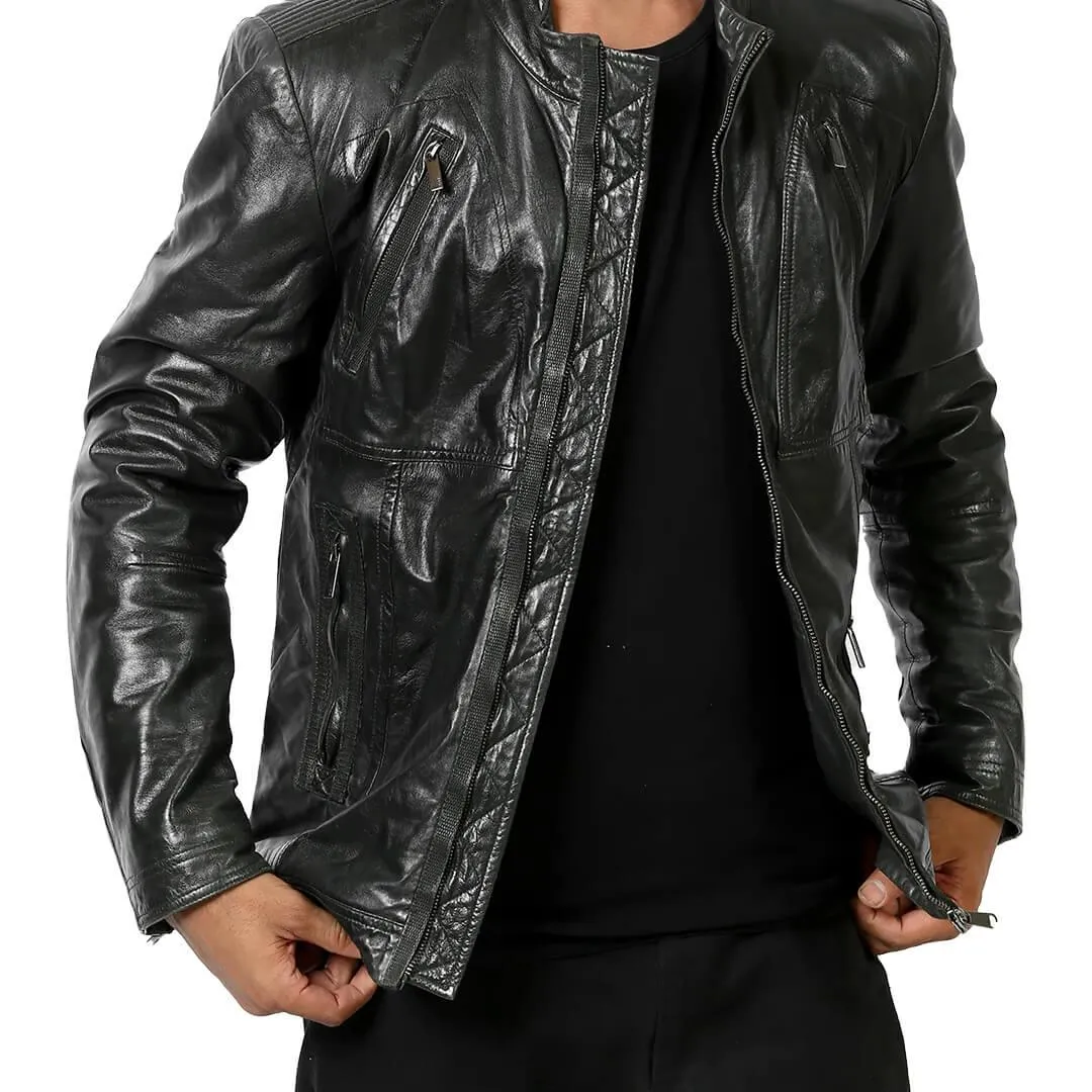 Black Leather Moto Jacket