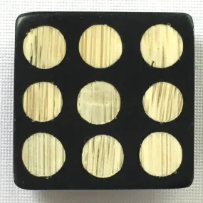 Black   Tan Dots "Domino" Bamboo Square Button, 15/16" or 1-1/8"