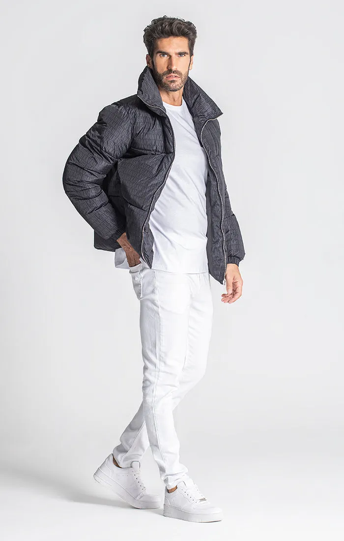 Black Typo Puffer Jacket