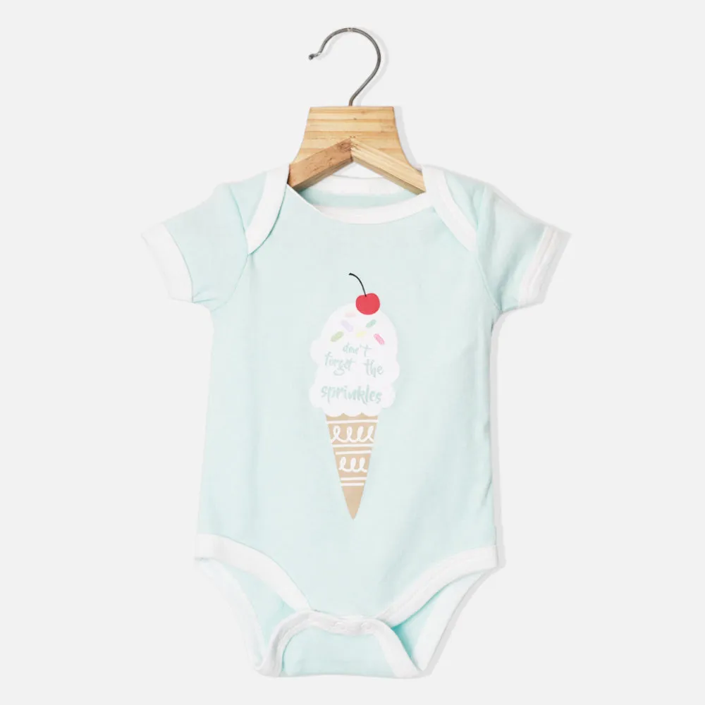 Blue Ice Cream Theme Onesie With White Shorts & Bib