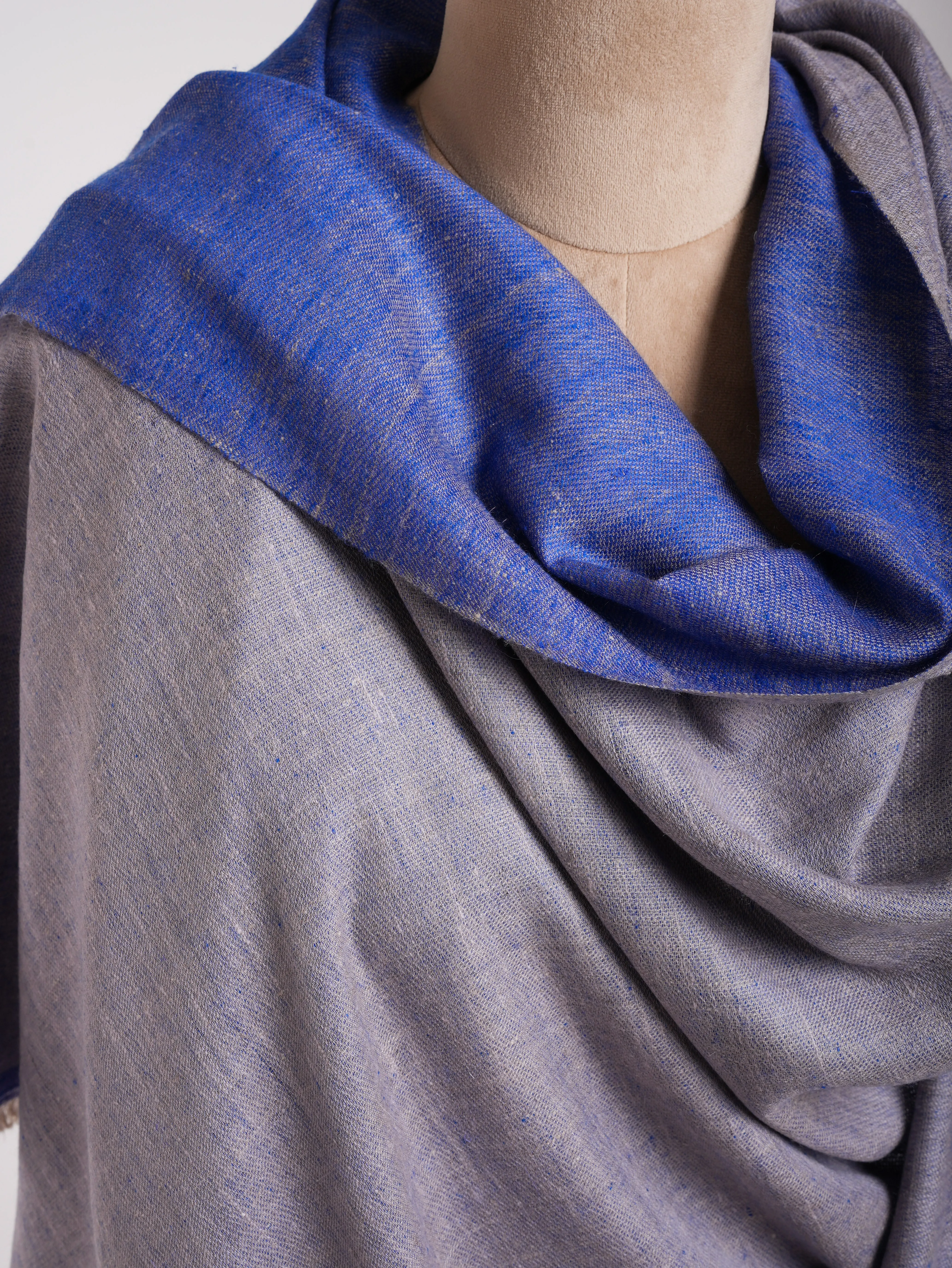 Blue Ivory Dorukha Kashmiri Pashmina Shawl