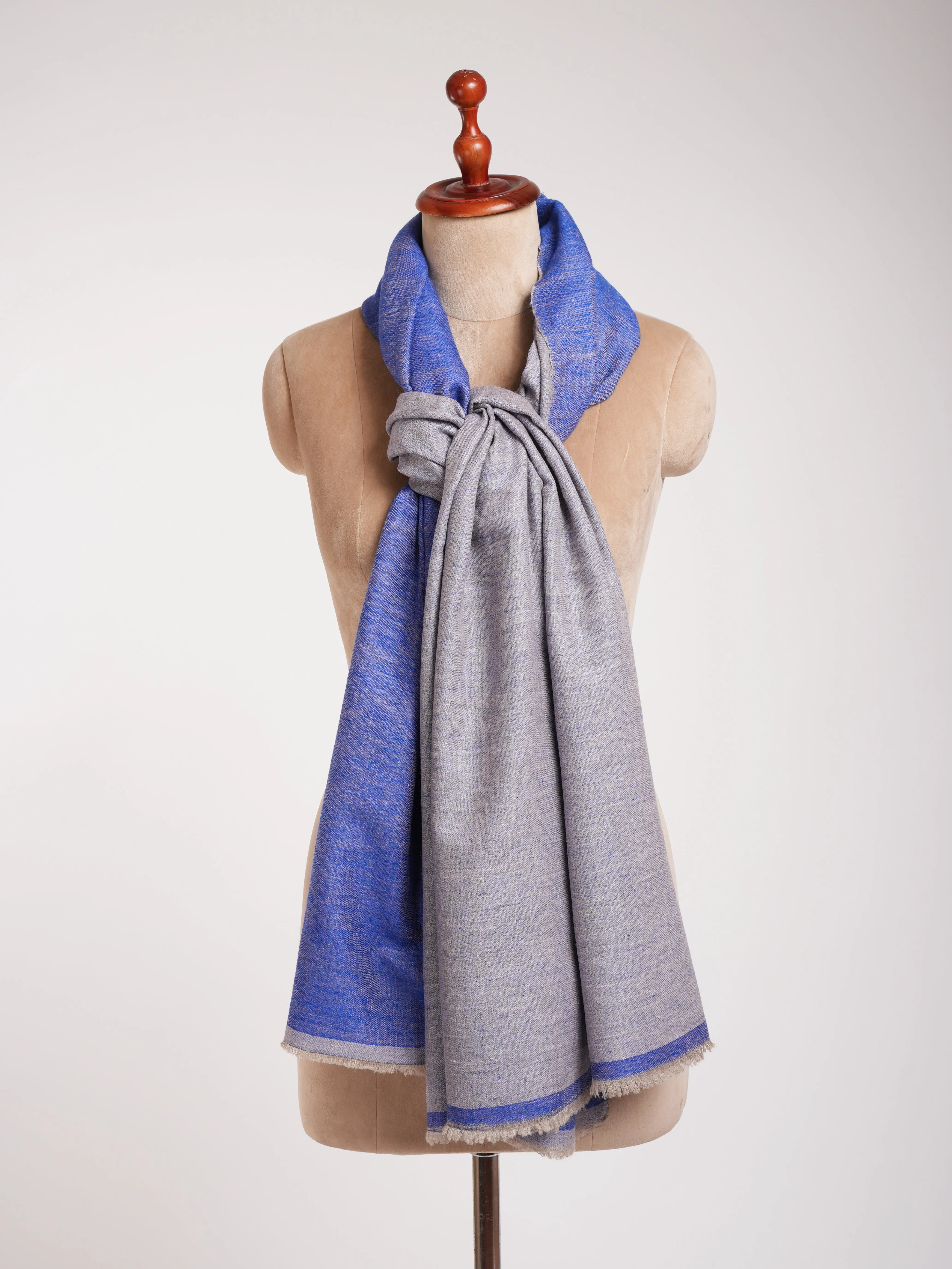 Blue Ivory Dorukha Kashmiri Pashmina Shawl