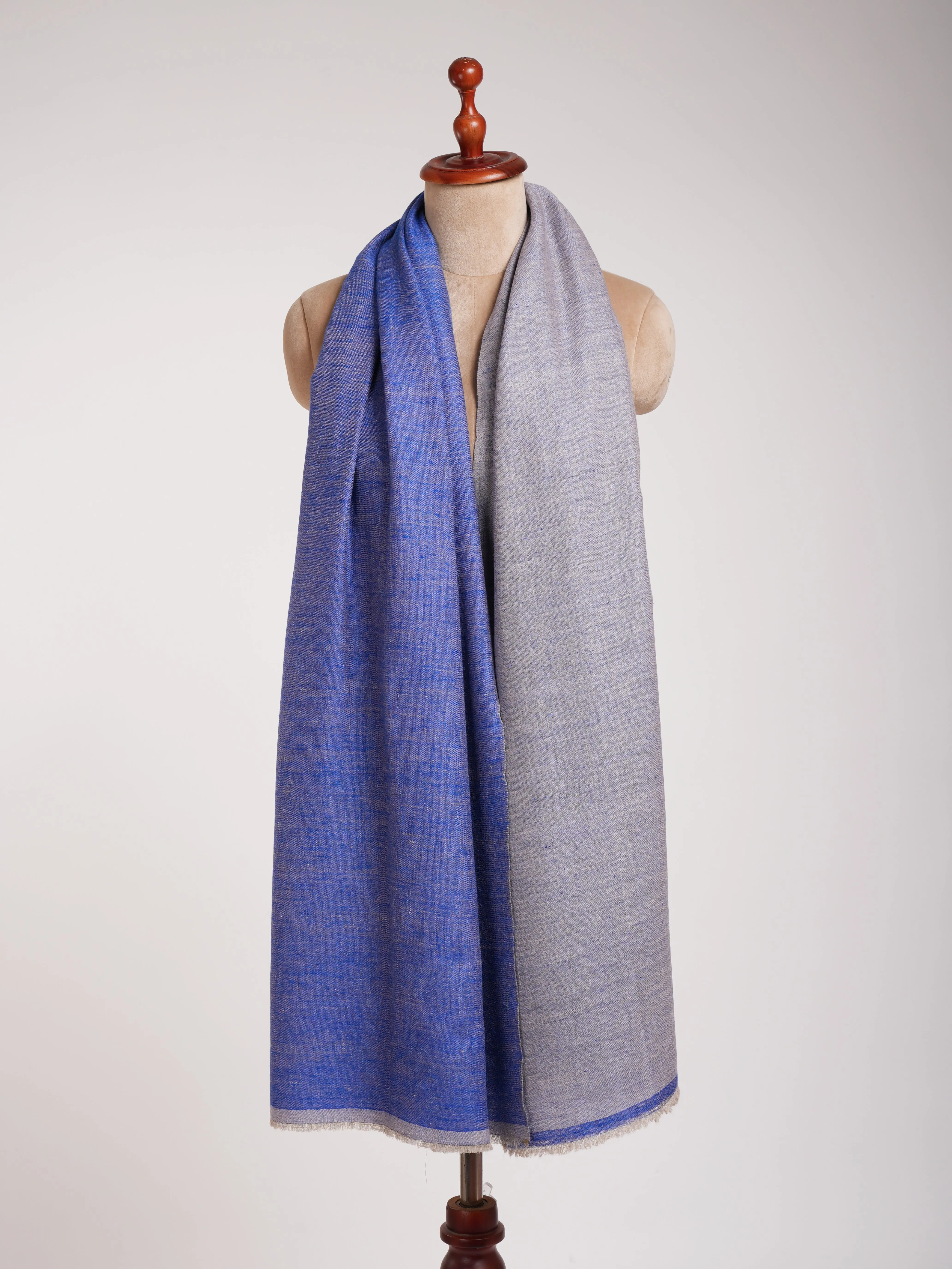 Blue Ivory Dorukha Kashmiri Pashmina Shawl