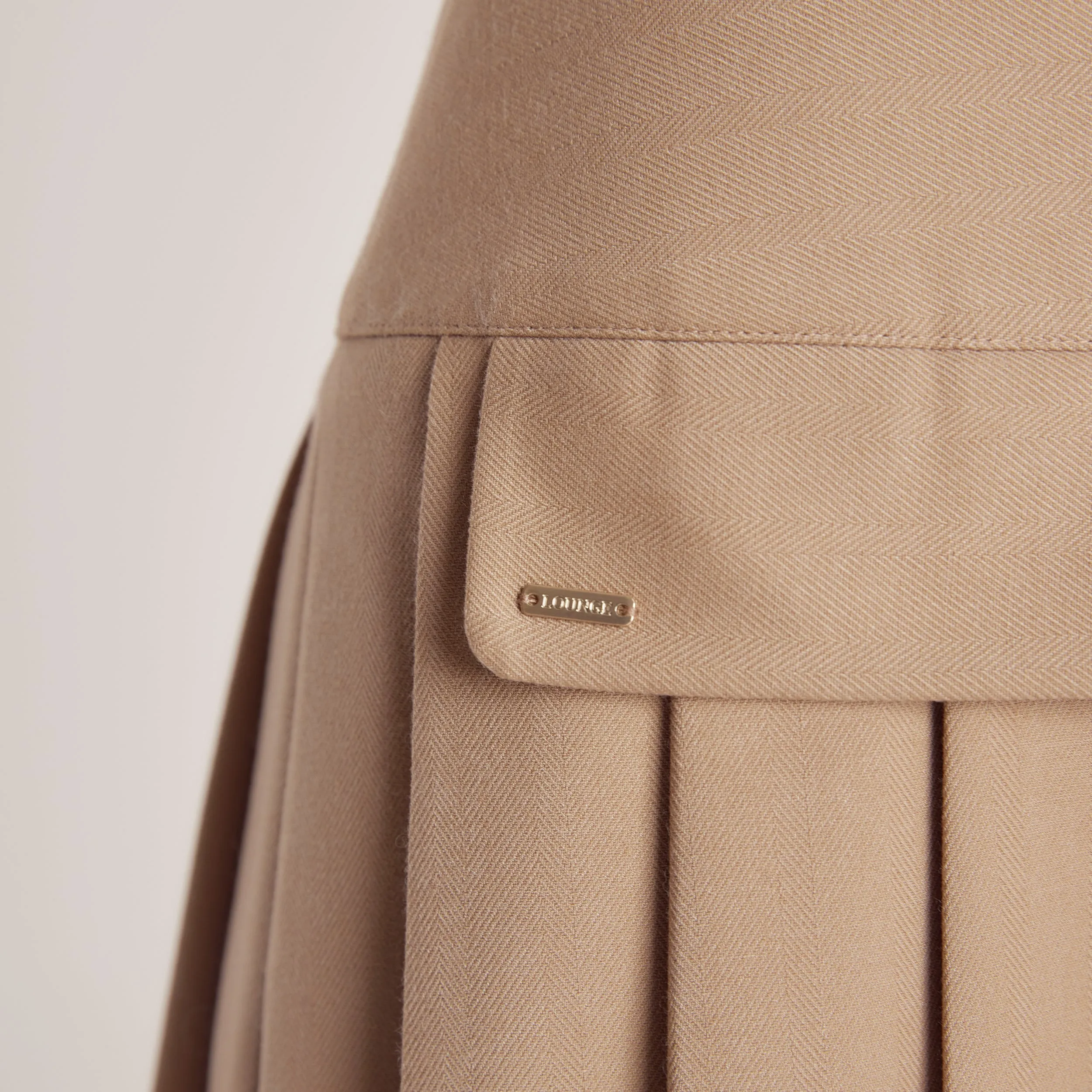 Box Pleat Mini Skirt - Camel