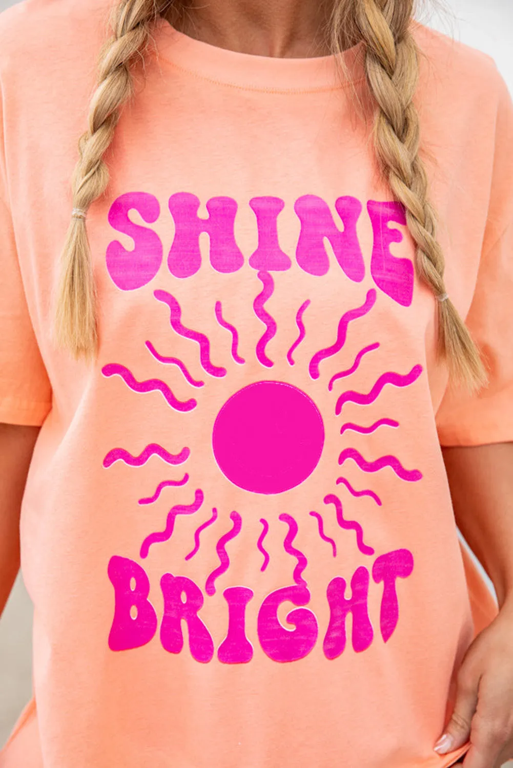 Bright Pink Graphic Tee with Slogan Detail