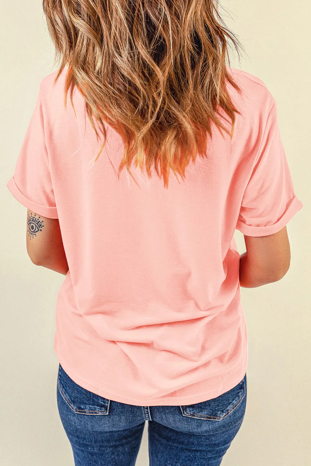 Bright Pink Graphic Tee with Slogan Detail