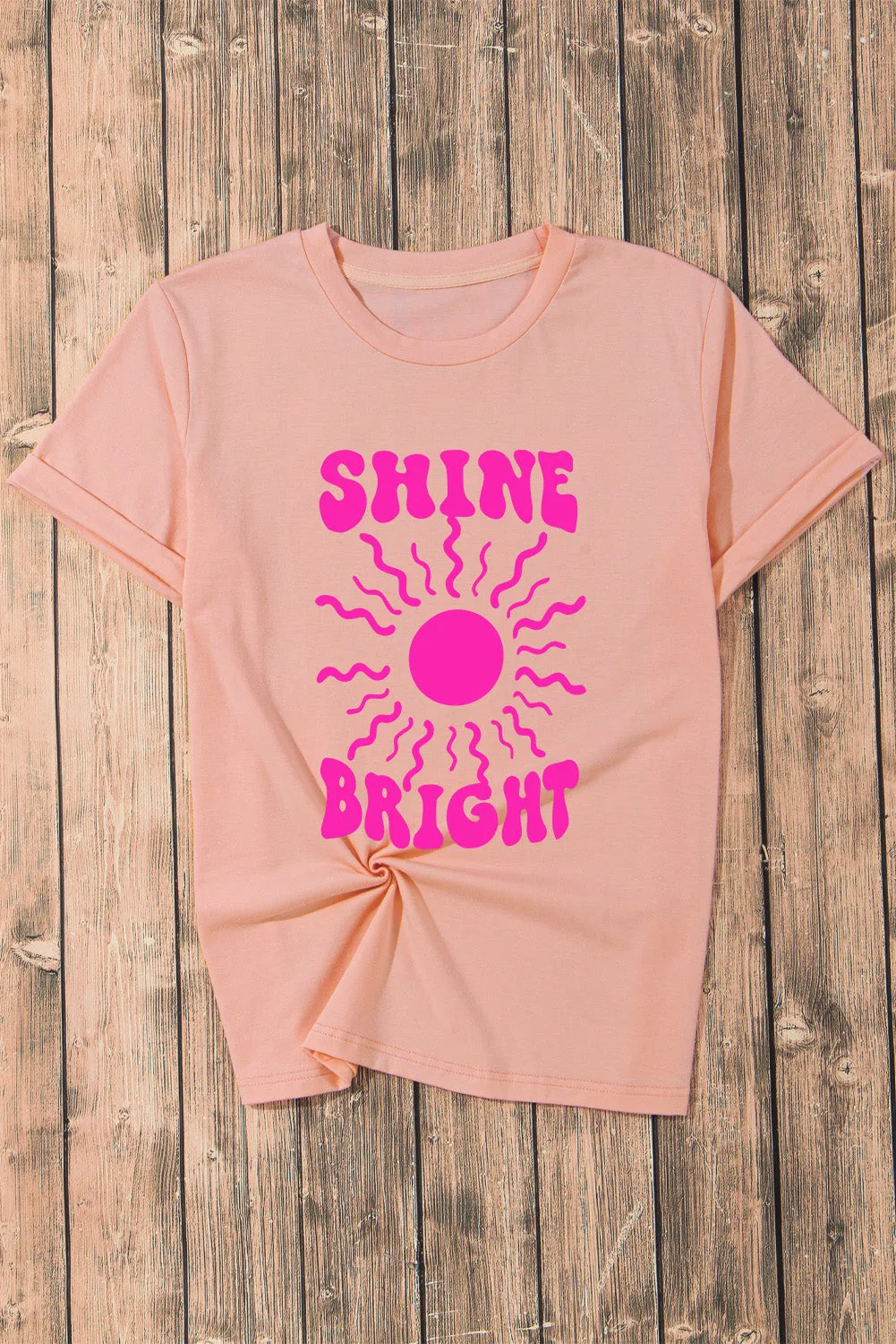 Bright Pink Graphic Tee with Slogan Detail