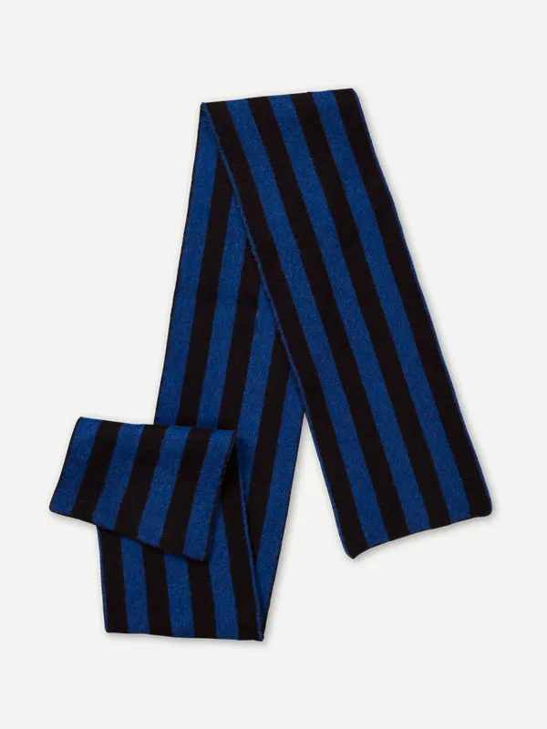 BRUSHED VERTICAL STRIPE SCARF BLACK & NIGHTSKY