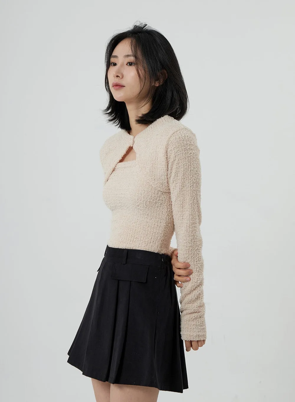 Button Bolero And Top Knit Set OD09