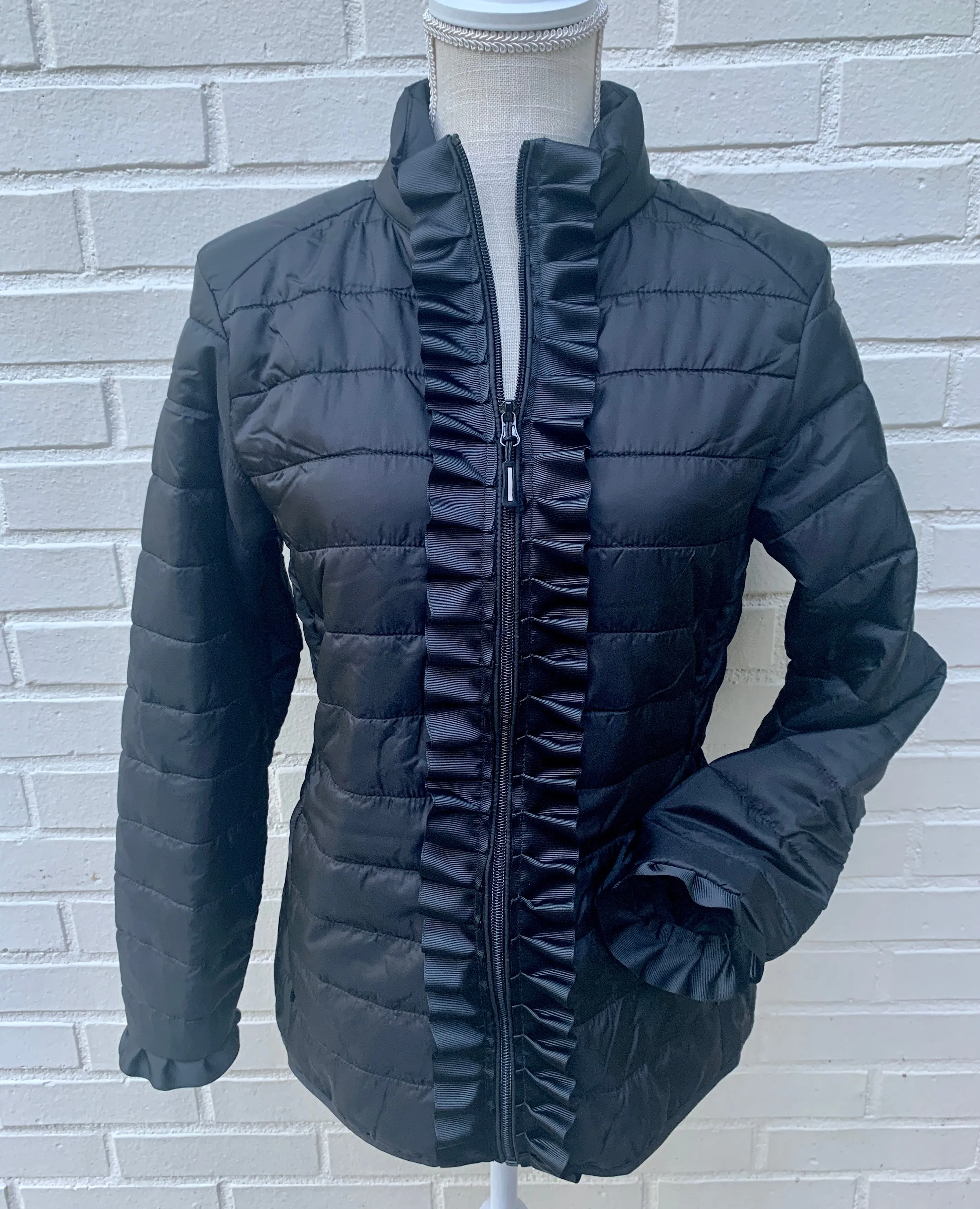 Carrie Ruffled Ribbon Puffer Jacket (PFJ02)