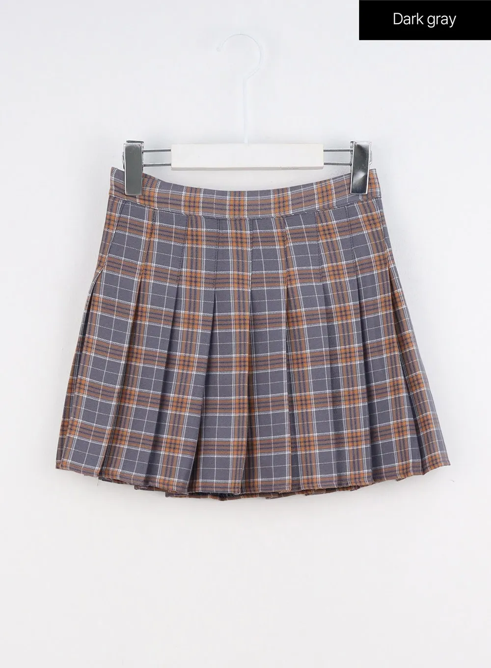 Check Pleated Mini Skirt IO317