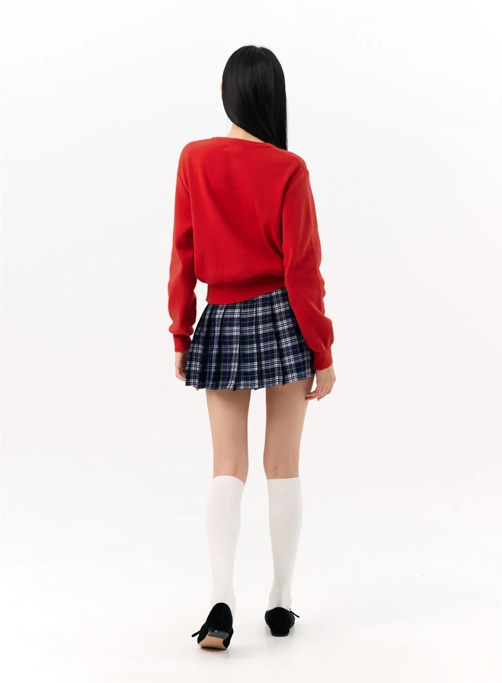 Check Pleated Mini Skirt IO317