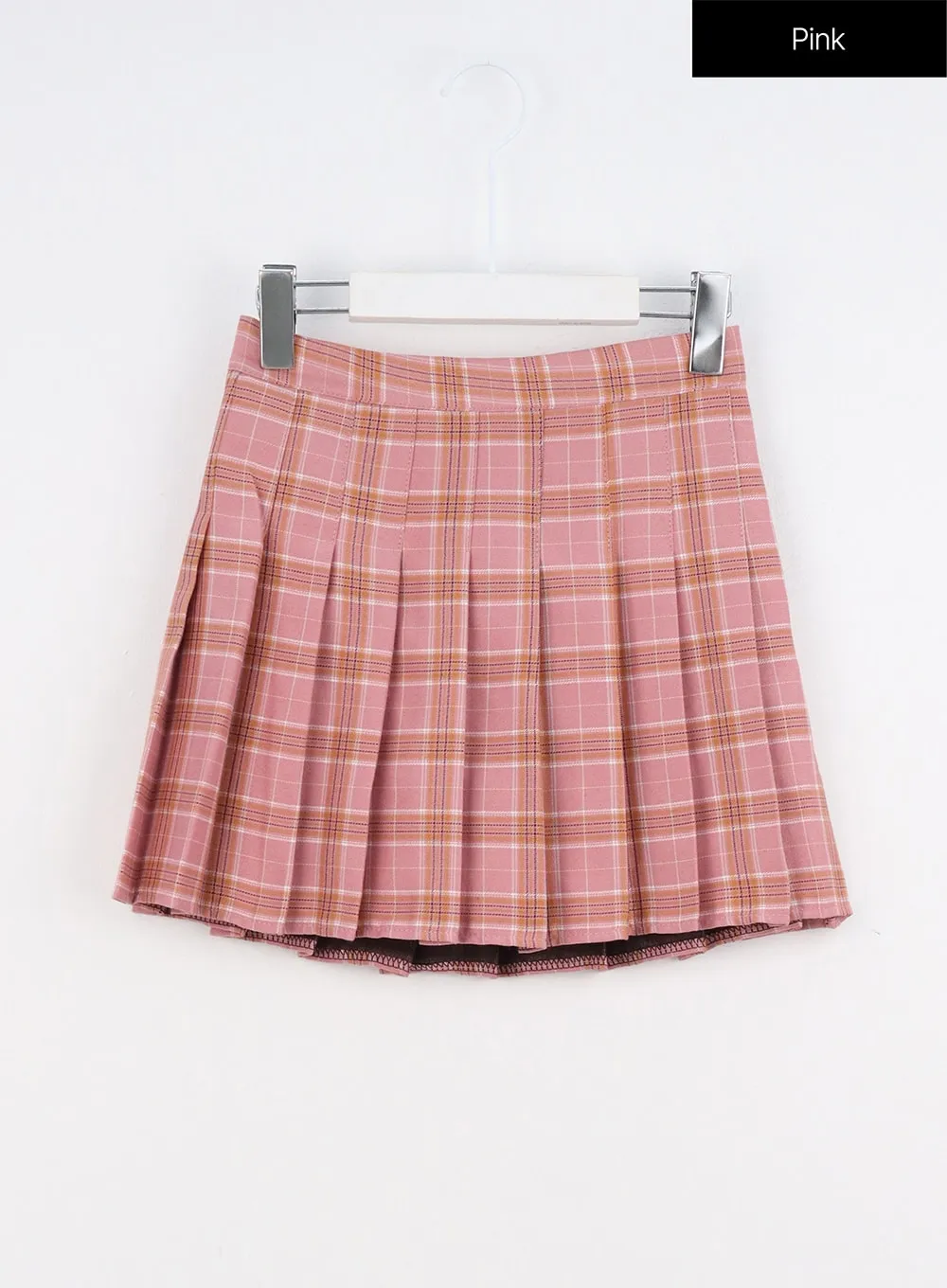 Check Pleated Mini Skirt IO317