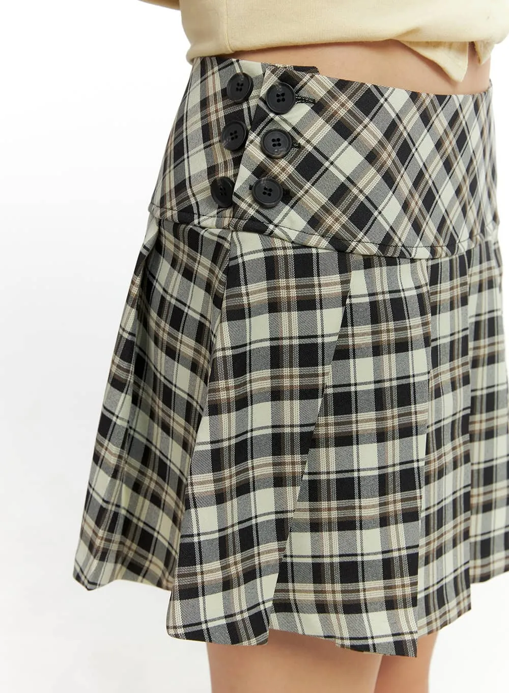 Checkered Pleated Mini Skirt CL425