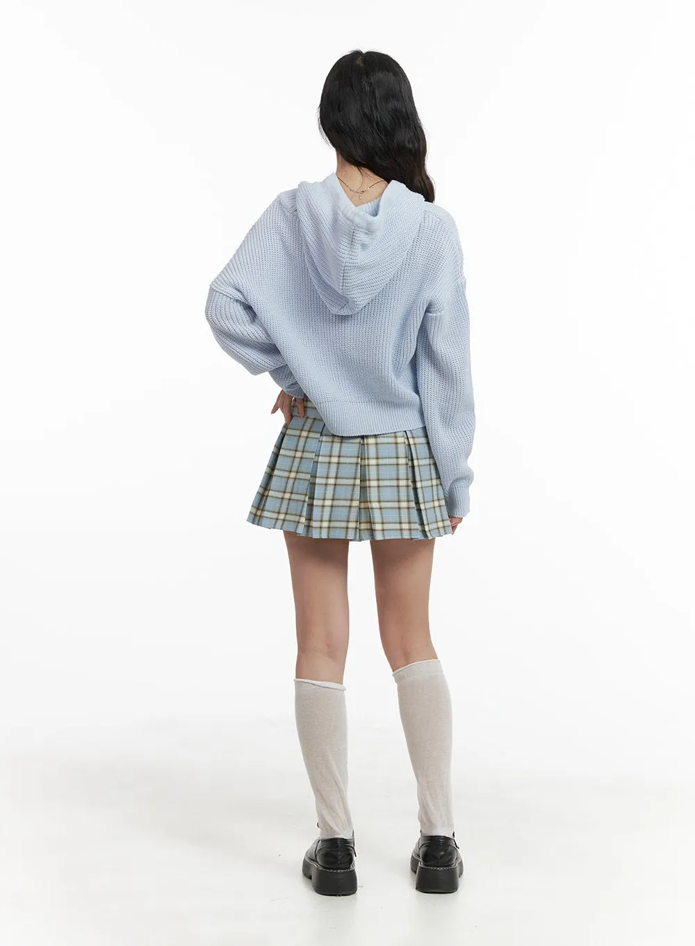 Checkered Pleated Mini Skirt OM425