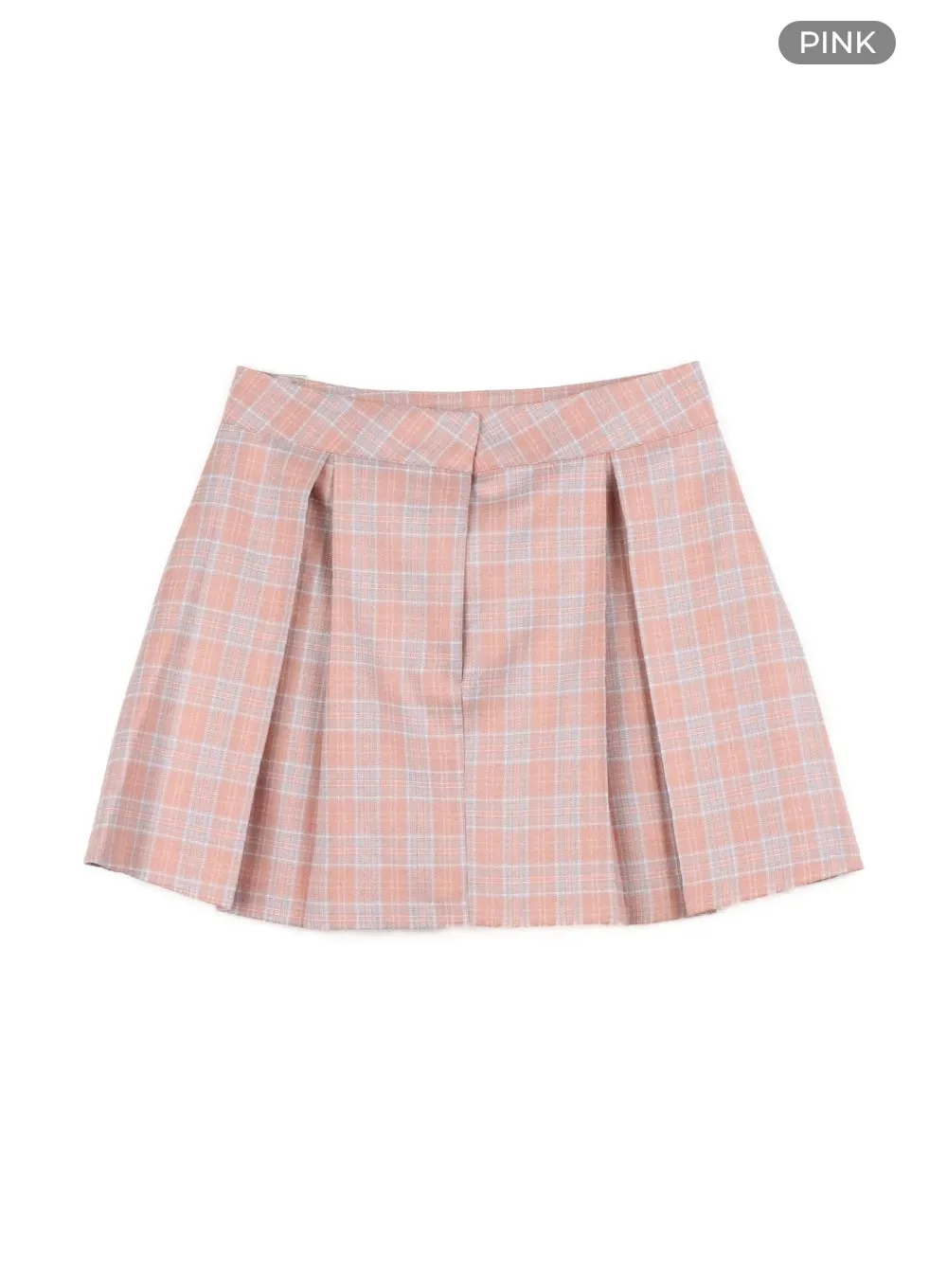 Checkered Pleated Mini Skirt OY409