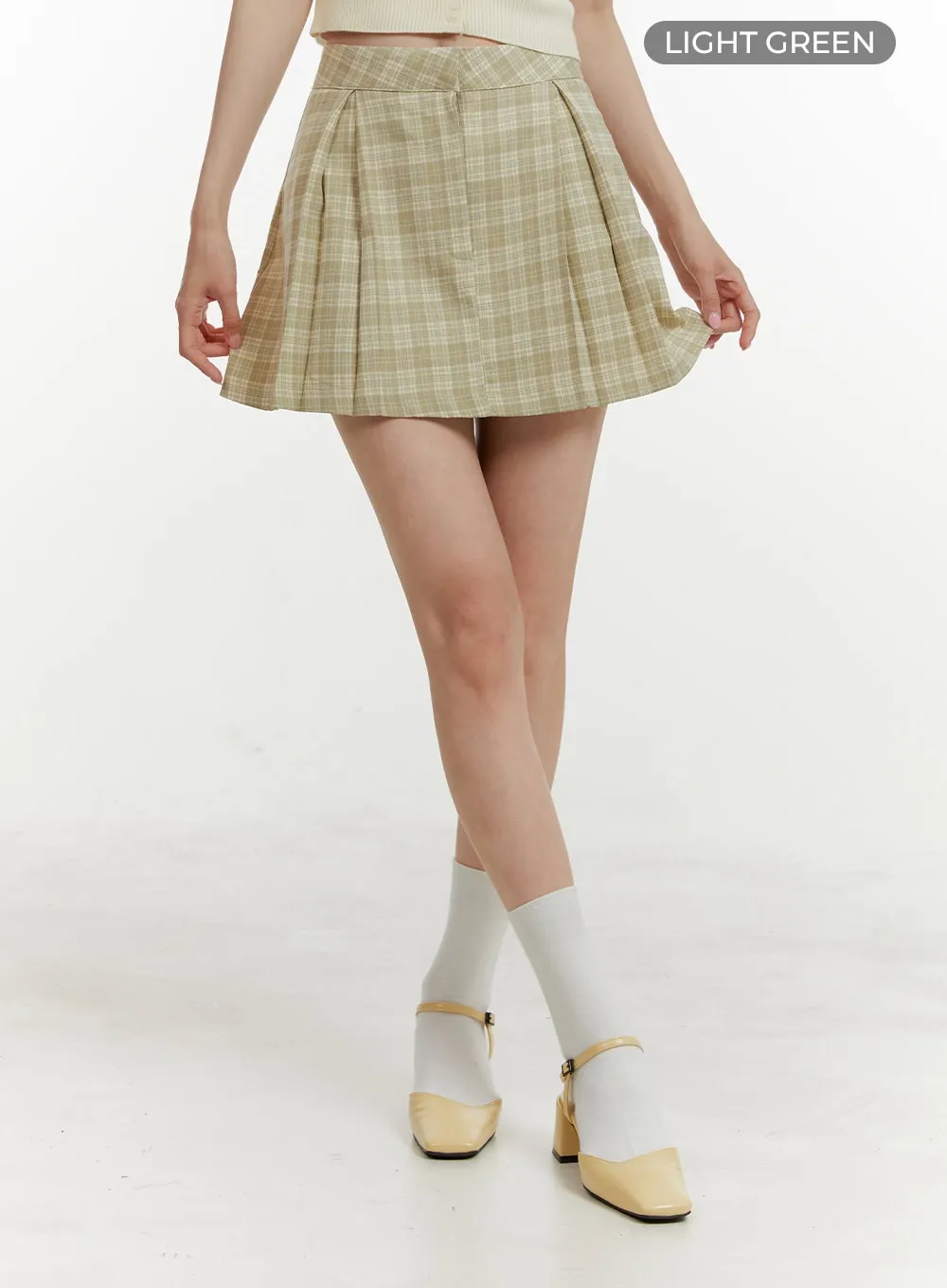 Checkered Pleated Mini Skirt OY409