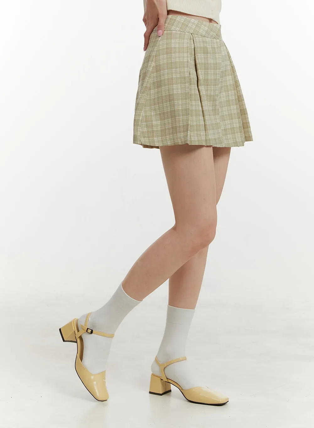 Checkered Pleated Mini Skirt OY409