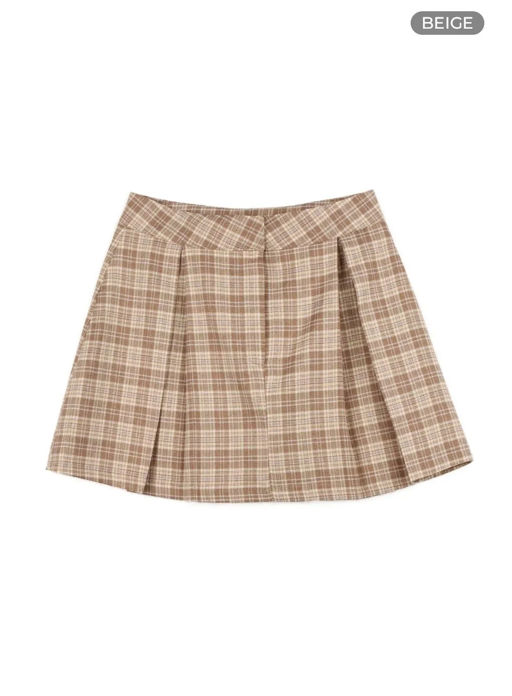 Checkered Pleated Mini Skirt OY409