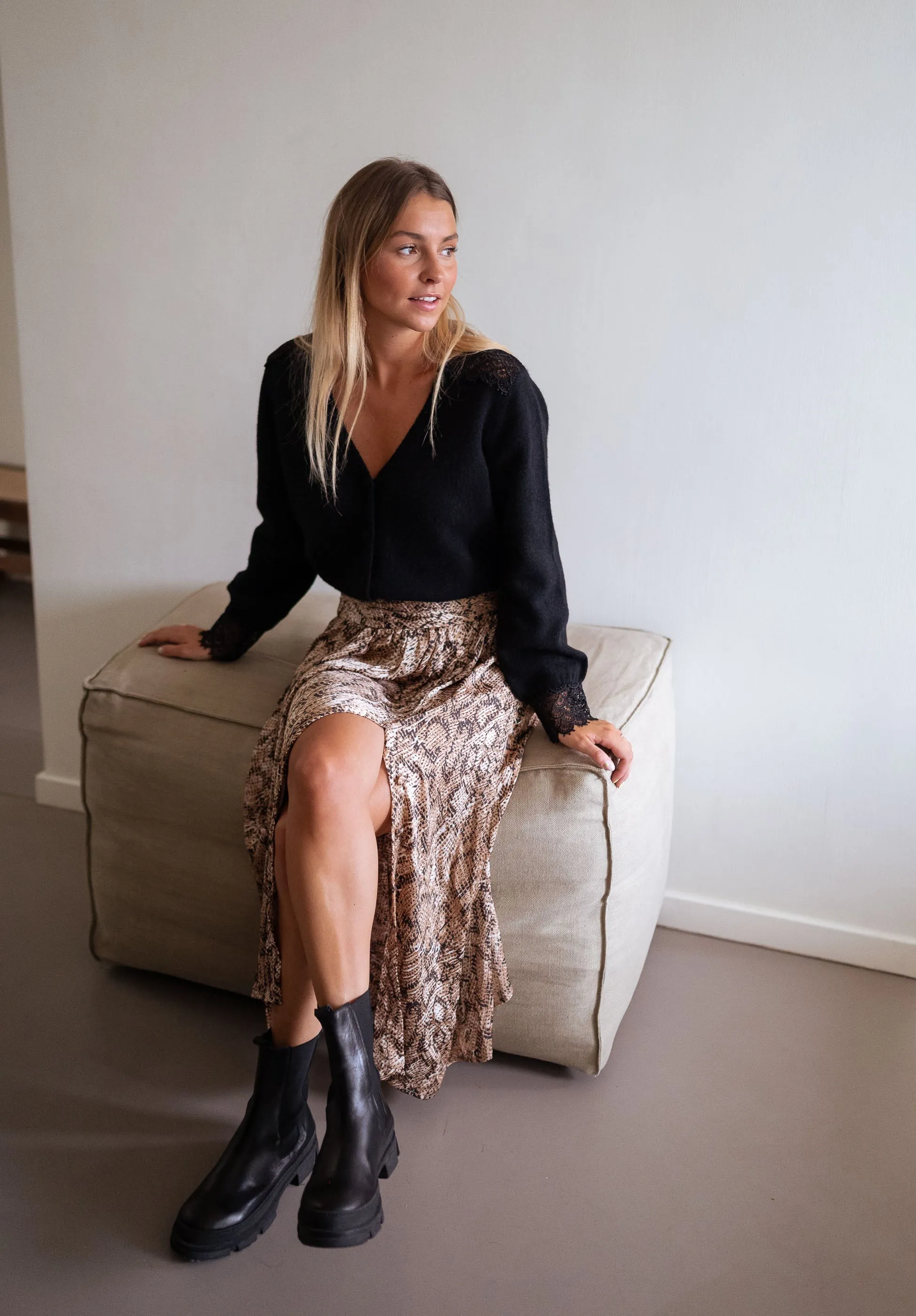 Chocolate Snake Print Rosalie Skirt