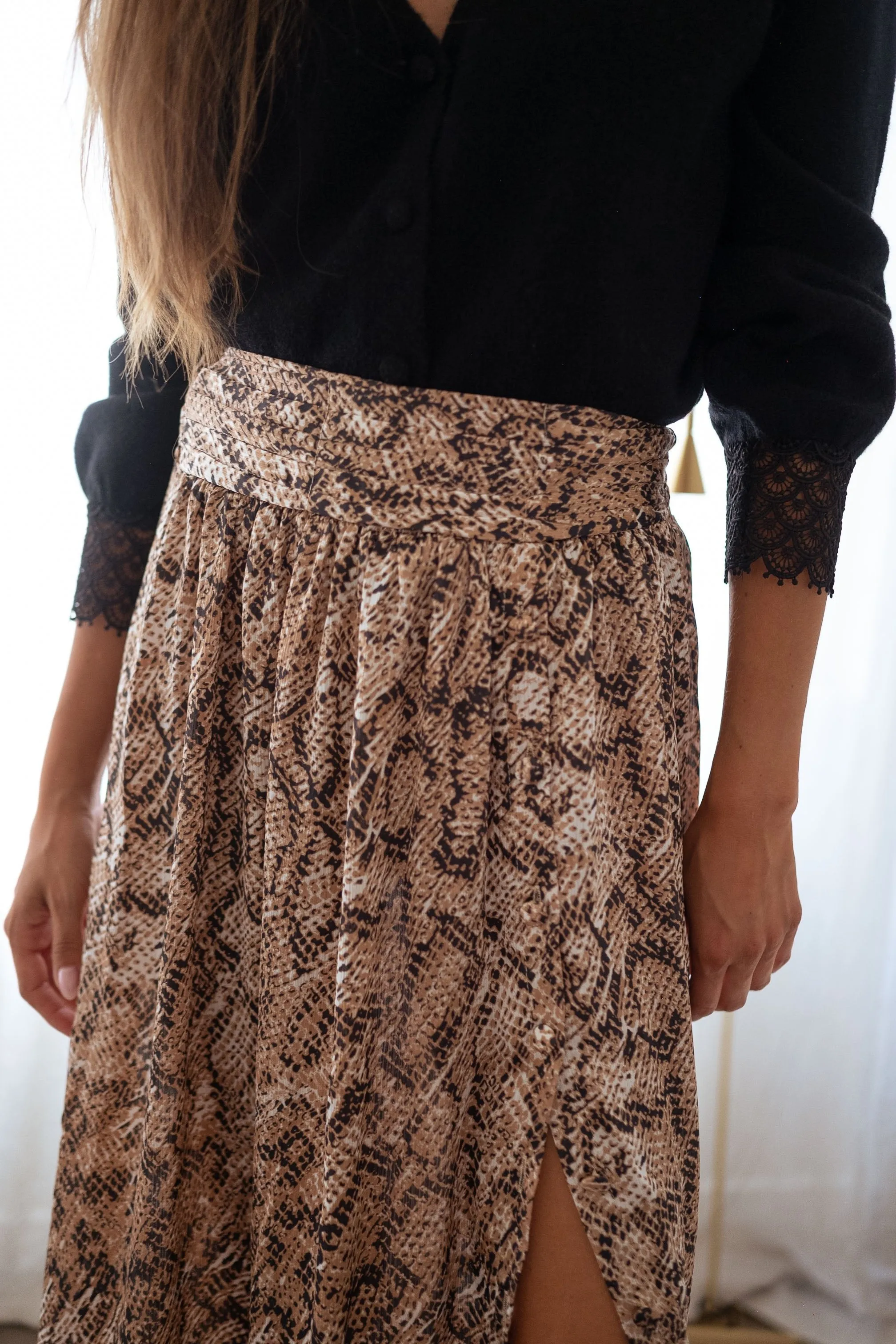 Chocolate Snake Print Rosalie Skirt