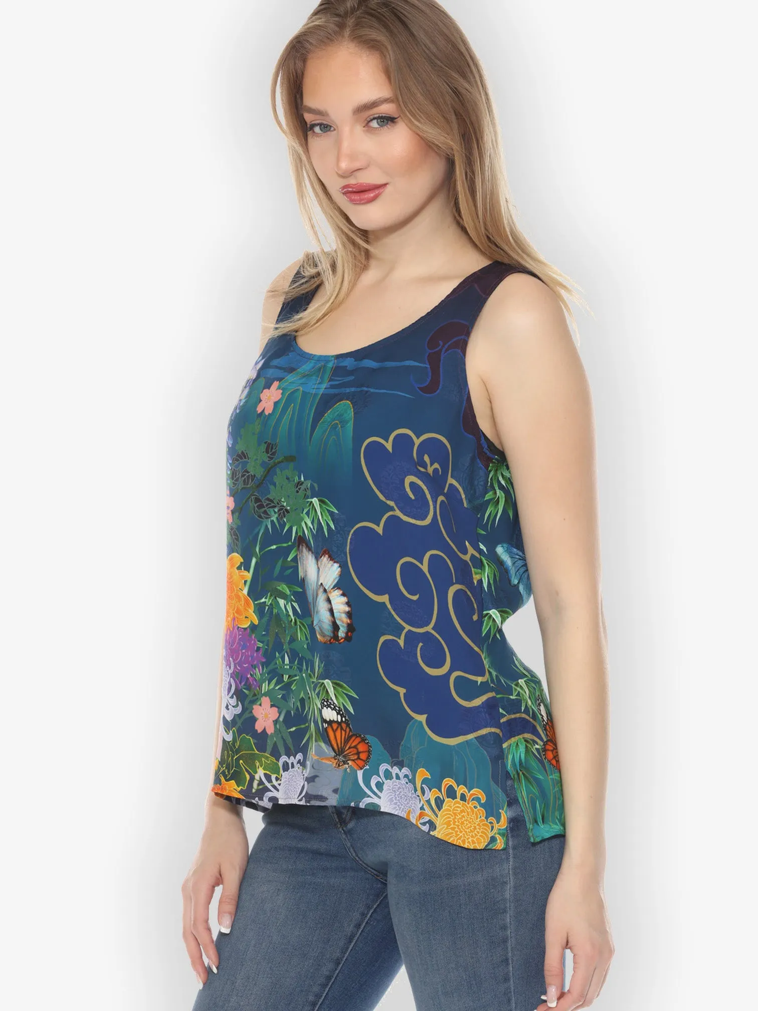 Chrysanthemum Gold Dream Silk Tank Top