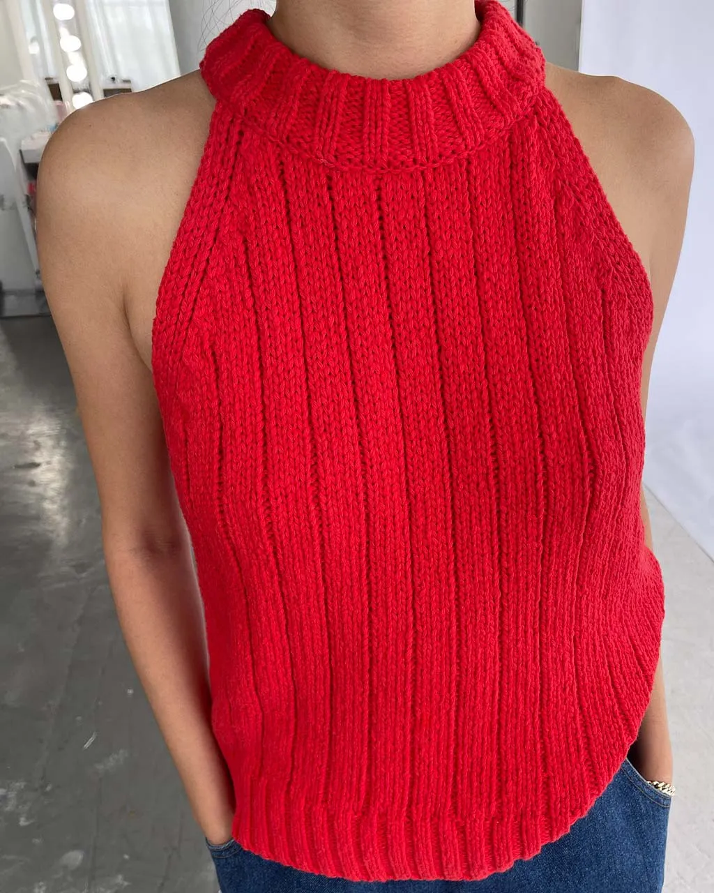 Claire Cotton Sweater Tank - Chili Pepper