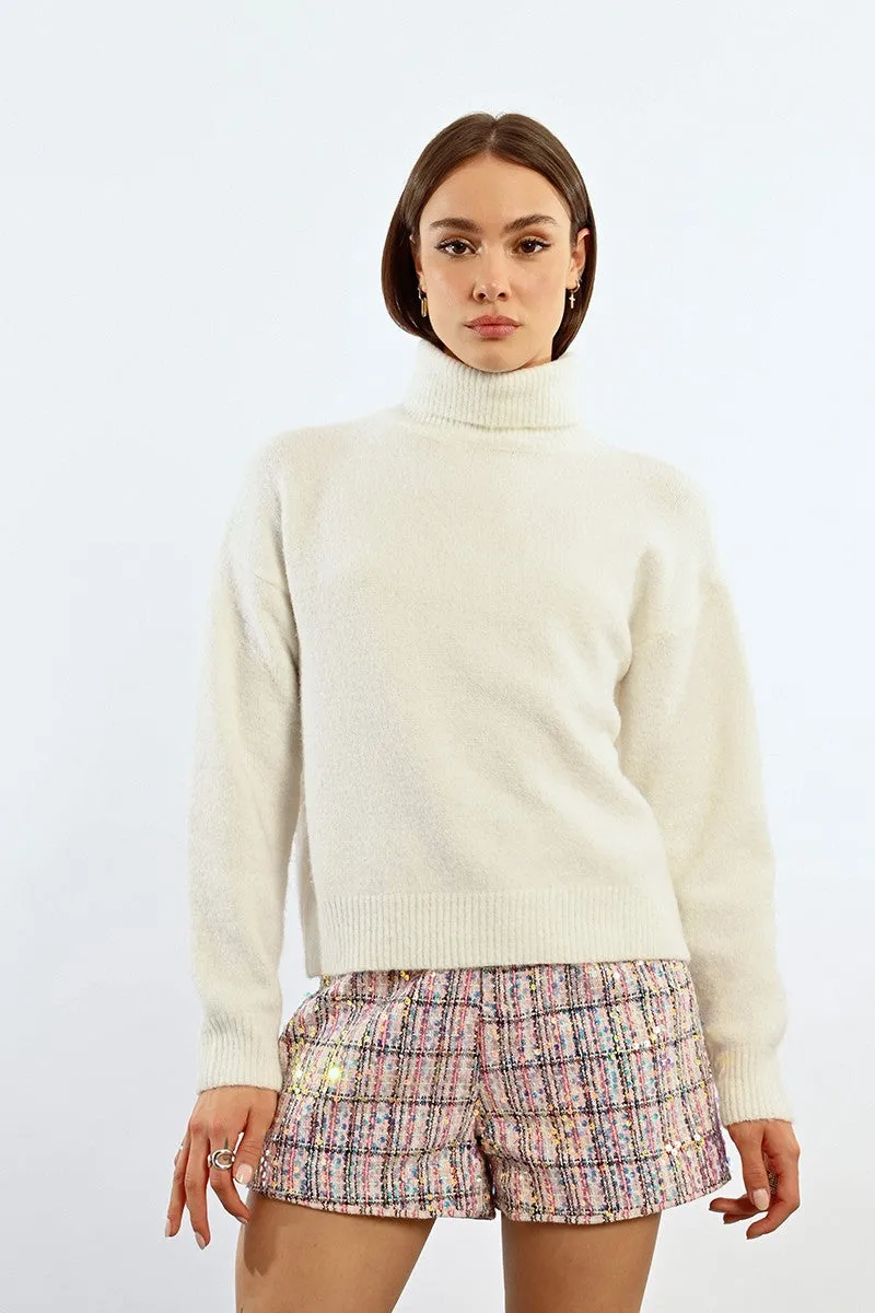 Classic Turtleneck Sweater - White