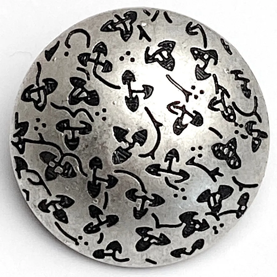 Clover Field Button, 15/16" Silver from JHB/Spain, Metal with Shank Back #FJ-142