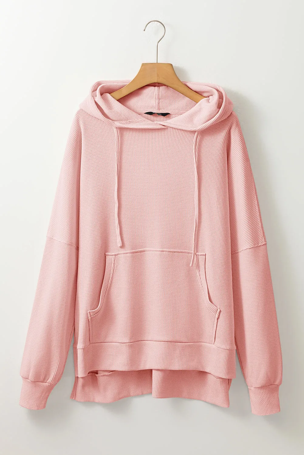 Coffee Waffle Knit High Low Oversized Hoodie